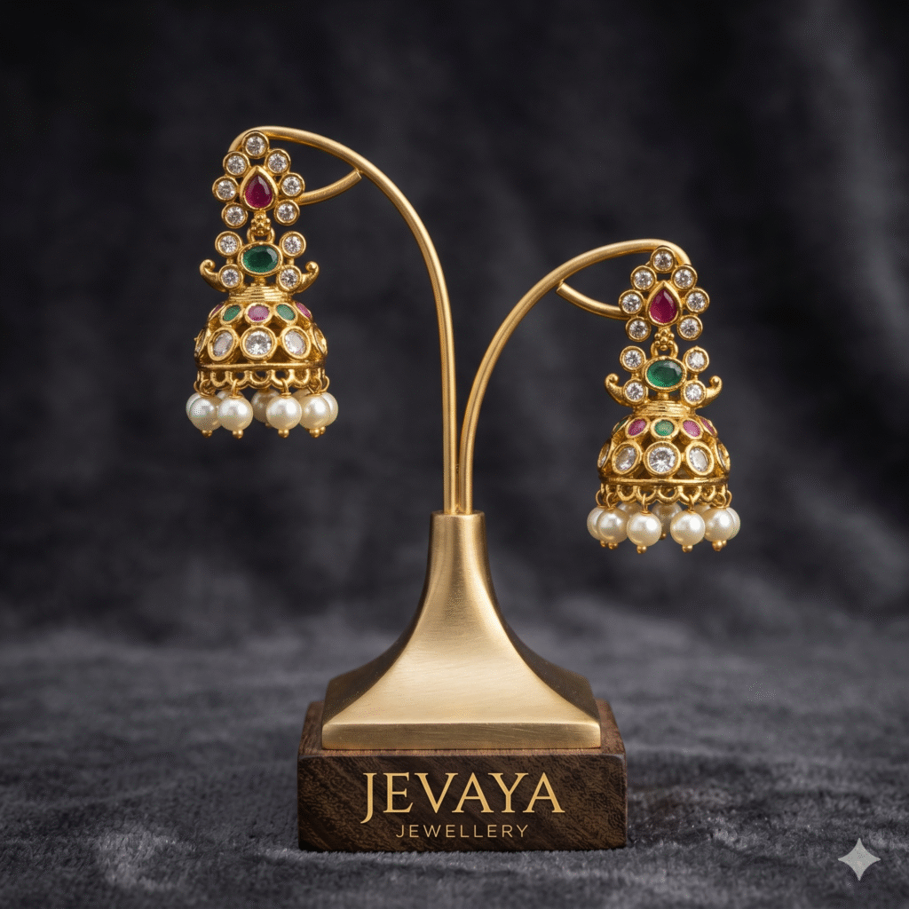 Heritage Multicolor Kundan Pearl Jhumka Earrings